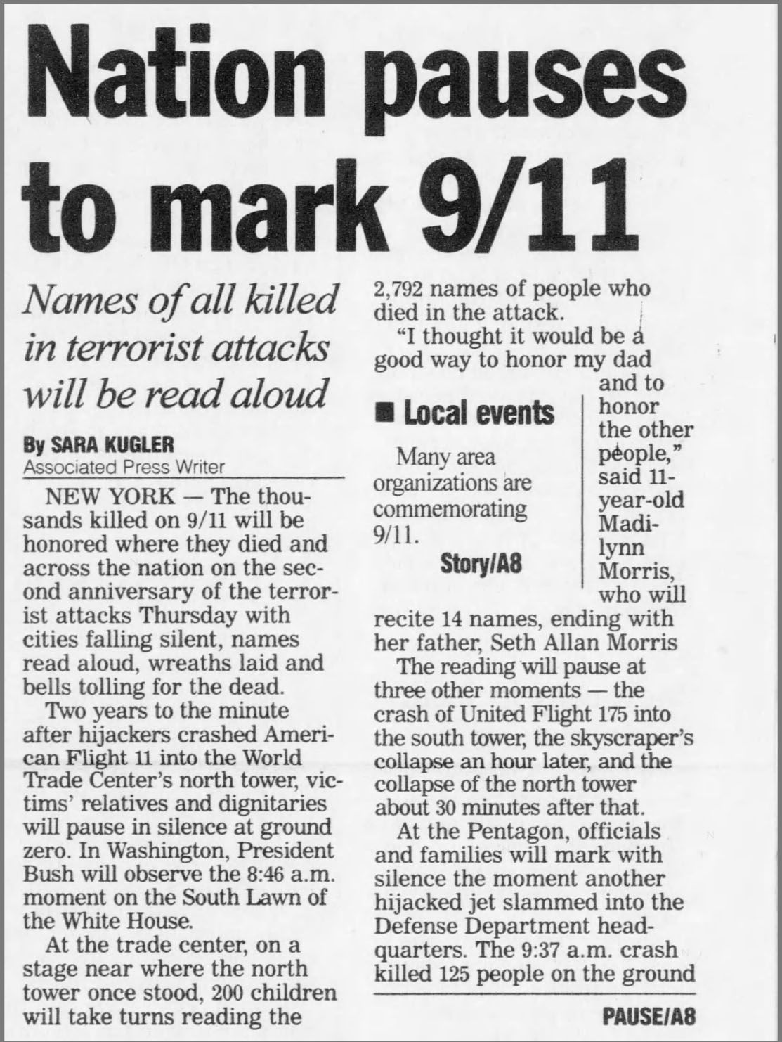Nation pauses to mark 9/11